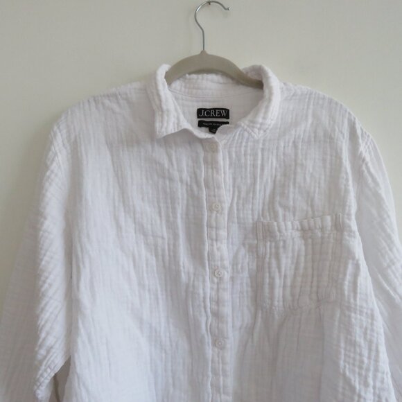 J. CREW Garçon Classic Shirt in Cotton-Linen Blend Gauze Preppy Coastal Size 20 - Picture 3 of 14